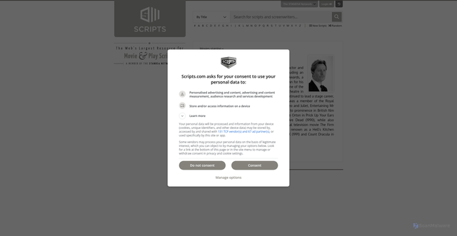 Security scan screenshot of https://www.scripts.com/actor/gary_oldman