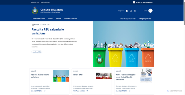 Security scan screenshot of https://www.comune.nazzano.rm.it/
