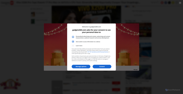 Security scan screenshot of https://www.gadgets360.com/mobiles/news/vivo-x300-pro-xiaomi-17-max-antutu-score-comparison-price-report-9452303
