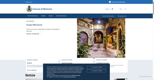 Security scan screenshot of https://www.comune.moricone.rm.it/