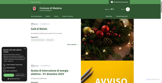 Security scan screenshot of https://www.comune.madone.bg.it/