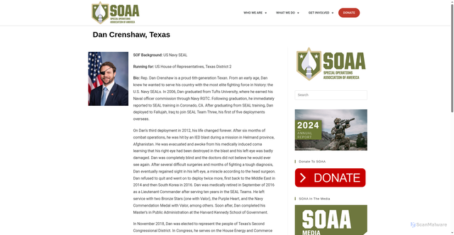 Security scan screenshot of https://soaa.org/team/dan-crenshaw/