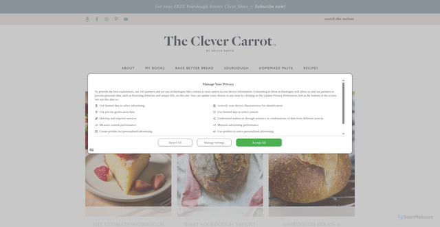Security scan screenshot of https://www.theclevercarrot.com