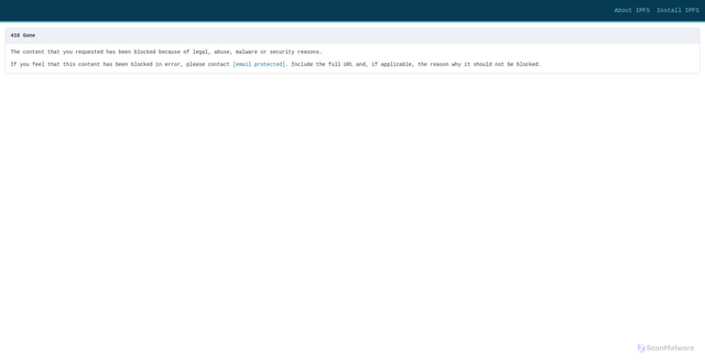 Security scan screenshot of bafkreihpwq3bupowolyw7e3sdwo2gximnjcmwu5namthyiq7vqe24froke.ipfs.dweb.link