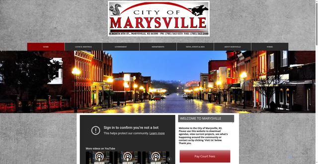 Security scan screenshot of https://www.cityofmarysvilleks.com/