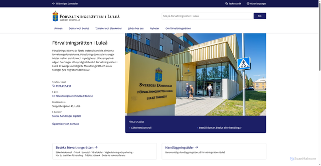 Security scan screenshot of https://www.forvaltningsrattenilulea.domstol.se
