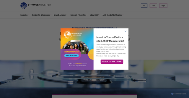 Security scan screenshot of https://ascp.org