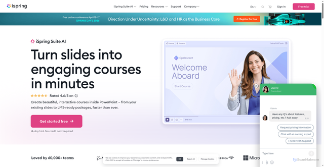 Security scan screenshot of https://ispring.eu
