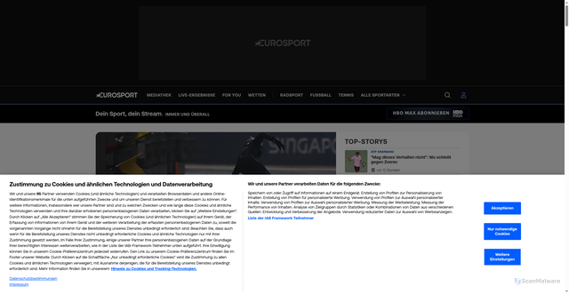 Security scan screenshot of https://eurosport.com