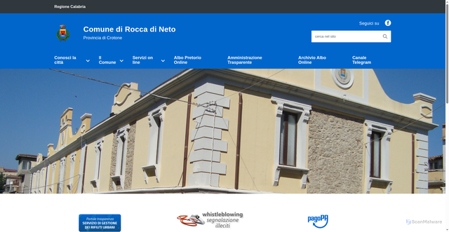 Security scan screenshot of https://www.comune.roccadineto.kr.it/