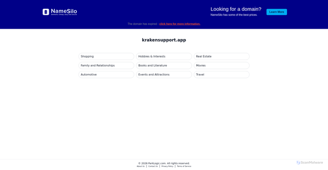Security scan screenshot of https://krakensupport.app