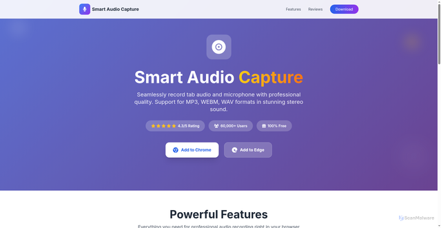 Security scan screenshot of https://smartaudiocapture.com