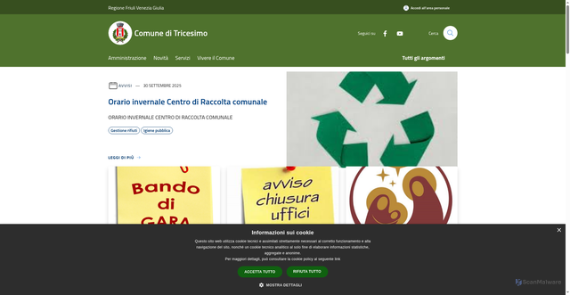 Security scan screenshot of https://www.comune.tricesimo.ud.it/it