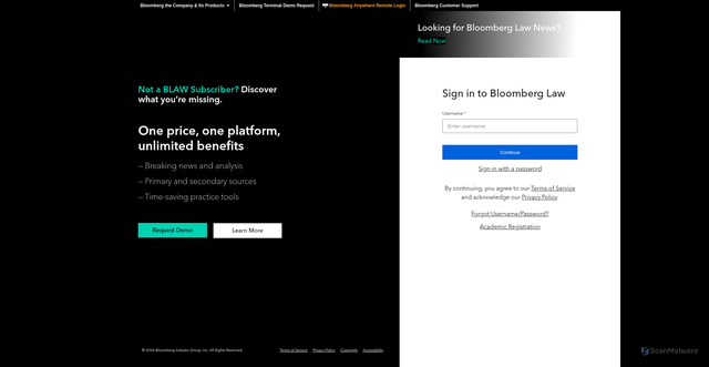 Security scan screenshot of https://www.bloomberglaw.com