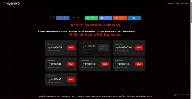 Security scan screenshot of https://hydrahd.ru