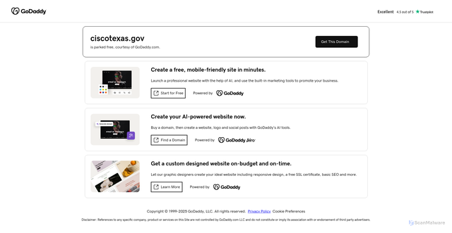 Security scan screenshot of https://ciscotexas.gov/