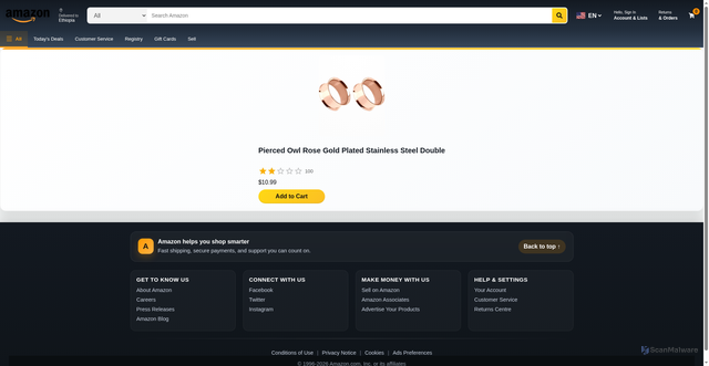Security scan screenshot of https://amazon-clone-six-rho-44.vercel.app/product/8