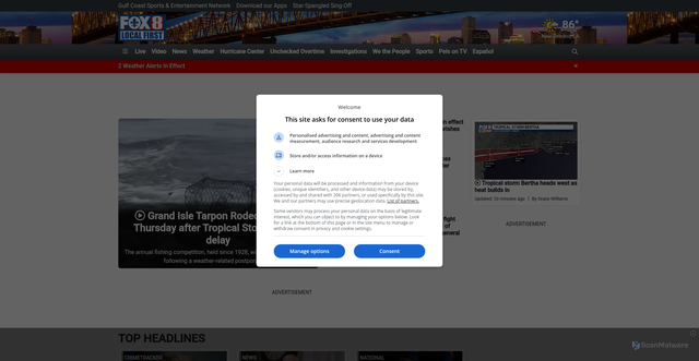 Security scan screenshot of https://www.fox8live.com