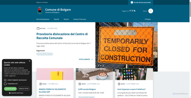 Security scan screenshot of https://www.comune.bolgare.bg.it/