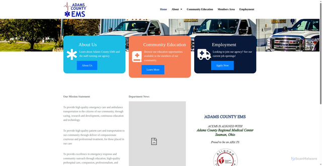 Security scan screenshot of https://adamscountyemsoh.gov/