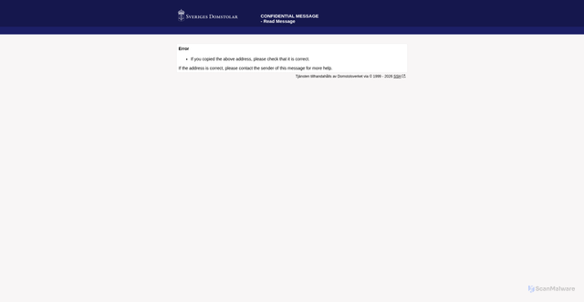 Security scan screenshot of https://securemail.domstol.se/message.cgi?FwUXjUrp3WJ0aDzRxOrT0pSYyimxCfd88mL7EioE9gDio54LvemlomA8kRLlHNkVmqF_n7blppJ34DekpVGZkH7nuahTV5iQn8aTm1wE06EMEKjol33aJAkaW8djydiM=0D