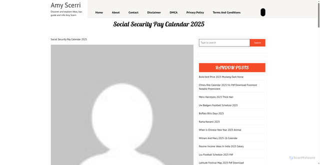 Security scan screenshot of https://amyscerrix.pages.dev/yhmfa-social-security-pay-calendar-2025-wmuvj