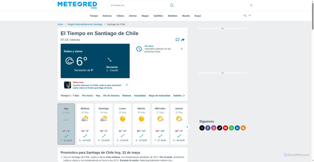 Security scan screenshot of https://www.meteored.cl/tiempo-en_Santiago+de+Chile-America+Sur-Chile-Region+Metropolitana+de+Santiago-SCEL-1-18578.html