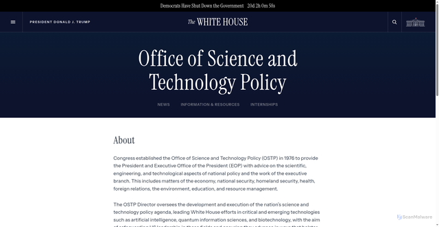 Security scan screenshot of https://www.whitehouse.gov/ostp/