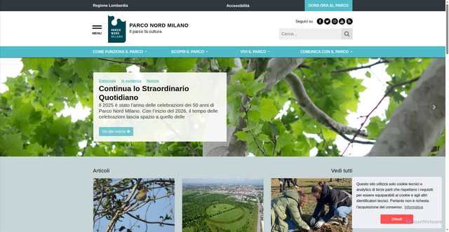 Security scan screenshot of https://parconord.milano.it/