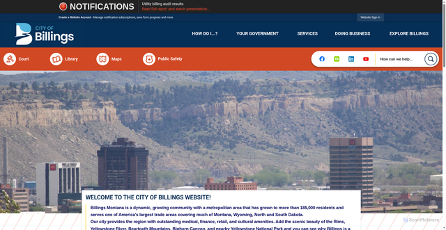 Security scan screenshot of https://billingsmt.gov/