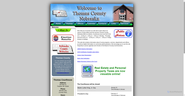 Security scan screenshot of https://thomascountyne.gov/