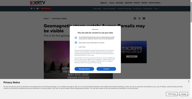Security scan screenshot of https://www.krtv.com/weather/noaa-issues-rare-geomagnetic-storm-watch-aurora-in-the-south-possible