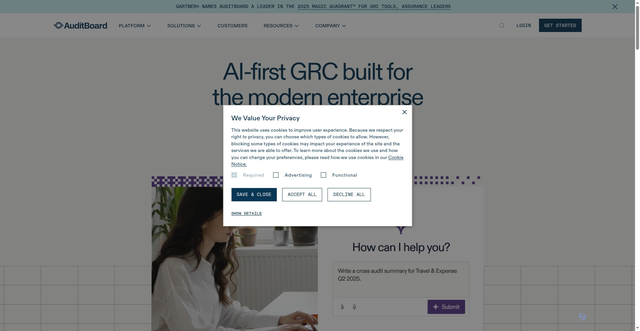 Security scan screenshot of https://go.auditboard.com