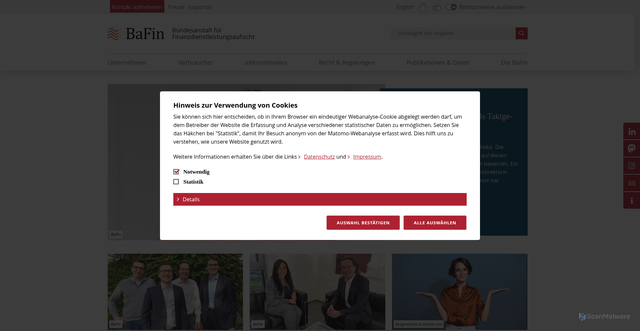 Security scan screenshot of https://www.bafin.de/DE/Startseite/startseite_node.html
