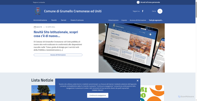 Security scan screenshot of https://comune.grumellocremoneseeduniti.cr.it/