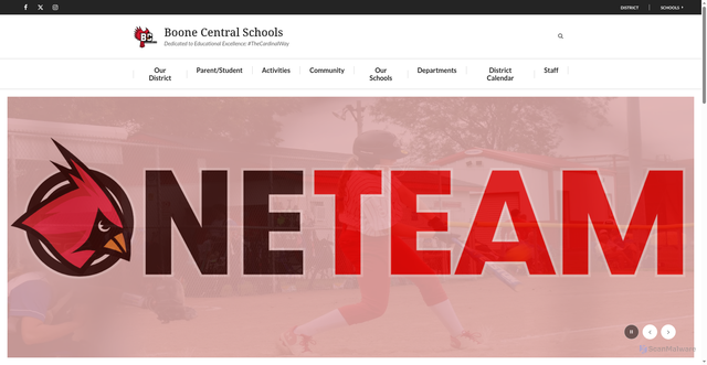 Security scan screenshot of http://www.boonecentral.org/