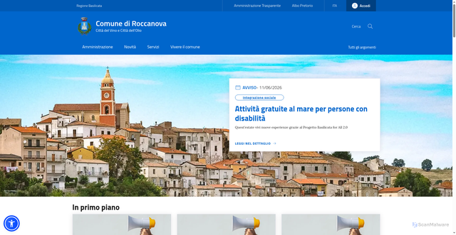 Security scan screenshot of https://www.comune.roccanova.pz.it