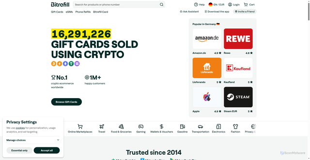 Security scan screenshot of https://bitrcfill.com/?to=bing