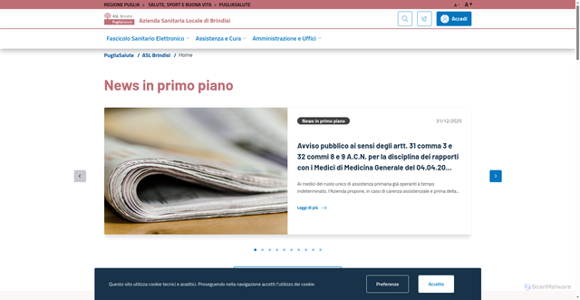 Security scan screenshot of https://www.sanita.puglia.it/web/asl-brindisi