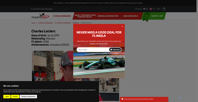 Security scan screenshot of https://www.imola.gp/en/charles-leclerc-185