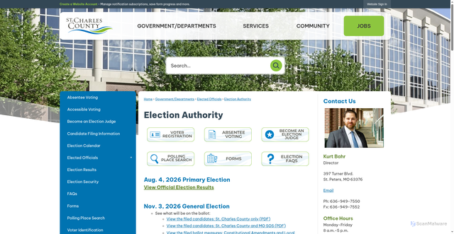 Security scan screenshot of https://www.sccmo.org/410/Election-Authority