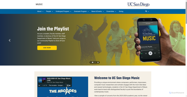Security scan screenshot of https://music-cms.ucsd.edu