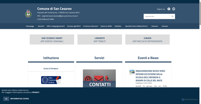 Security scan screenshot of https://www.comune.sancesareo.rm.it/hh/index.php
