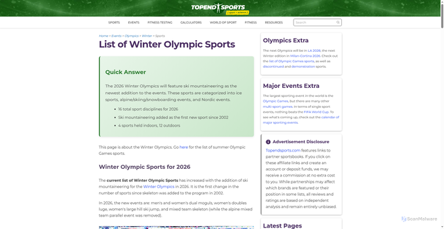 Security scan screenshot of https://mail.topendsports.com/events/winter/sports/index.htm