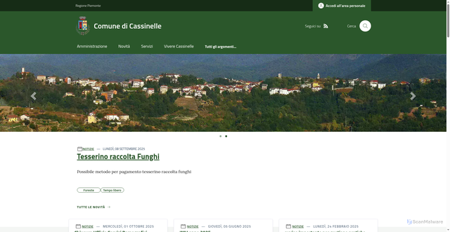 Security scan screenshot of https://www.comune.cassinelle.al.it/