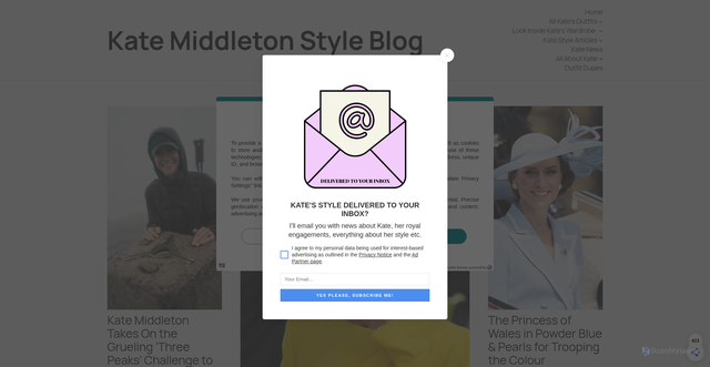 Security scan screenshot of https://katemiddletonstyle.org/