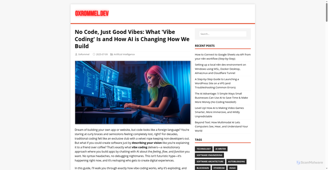 Security scan screenshot of https://0xrommel.pages.dev/posts/no-code-just-good-vibes/
