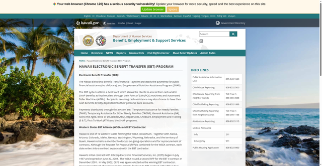 Security scan screenshot of https://humanservices.hawaii.gov/bessd/ebt/