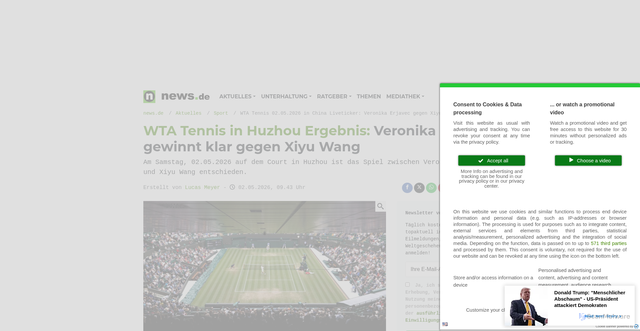 Security scan screenshot of https://www.news.de/sport/859575469/wta-tennis-02-05-2026-in-china-liveticker-veronika-erjavec-gegen-xiyu-wang/1/