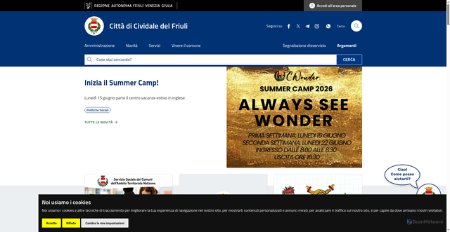 Security scan screenshot of https://www.comune.cividale-del-friuli.ud.it